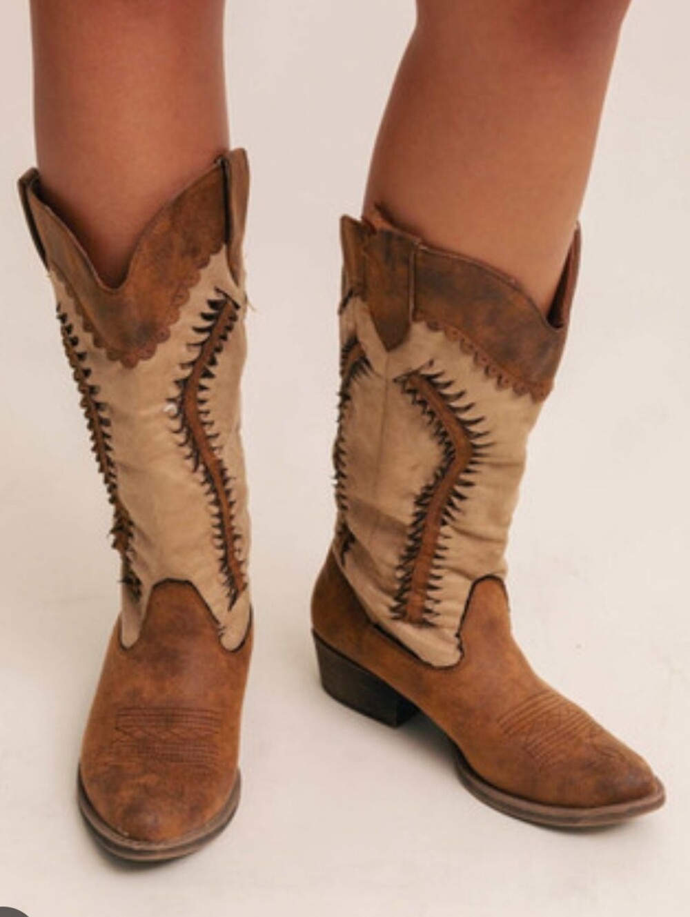 Coconuts by Matisse Two-Tone Brown/Tan Western Heeled Boots
